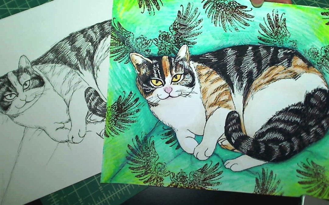 Drawing of “Meow in Repose” for Candace Scarborough