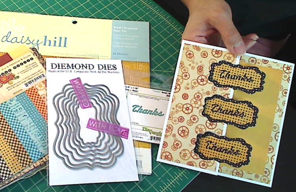 Triple Swing Card Tutorial w Diemond Dies Labels 1 Nesting Set