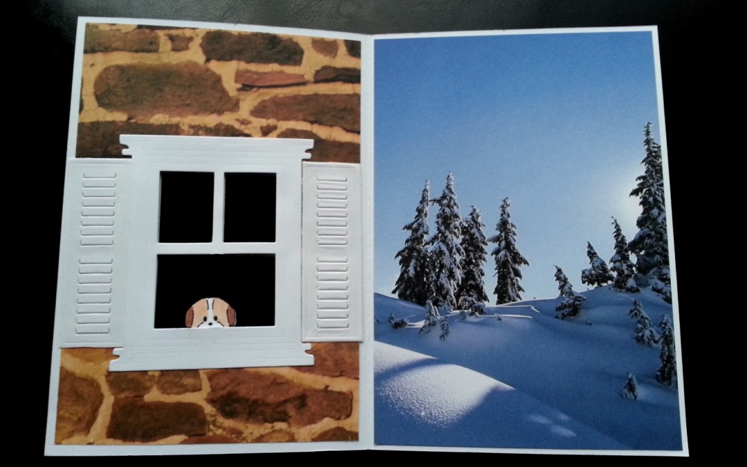 Dog Front and Back Cards with Diemond Dies and Art Impressions