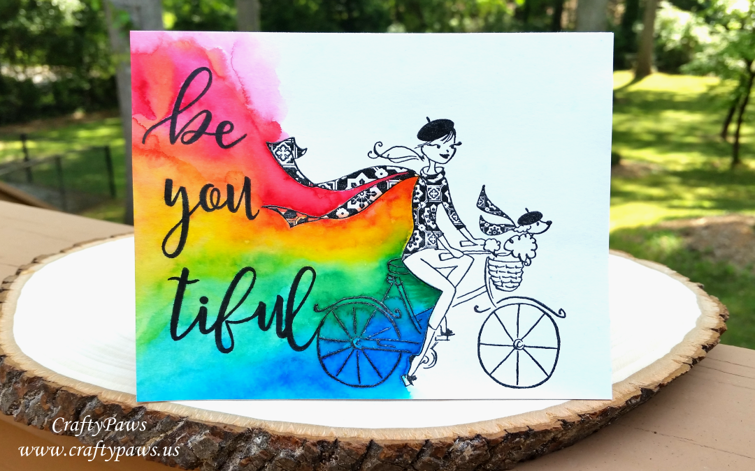 Be * you * tiful Rainbow Watercolored Card