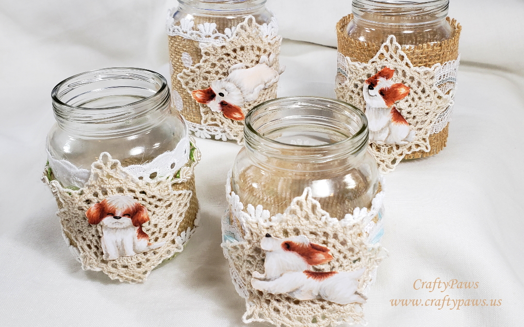 Farmhouse Chic Upcycled Puppy Love Jars