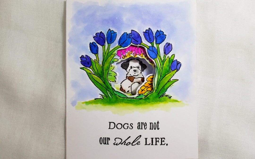 Doggy Trifold Anniversary Card with Viviva Watercolor Sheets
